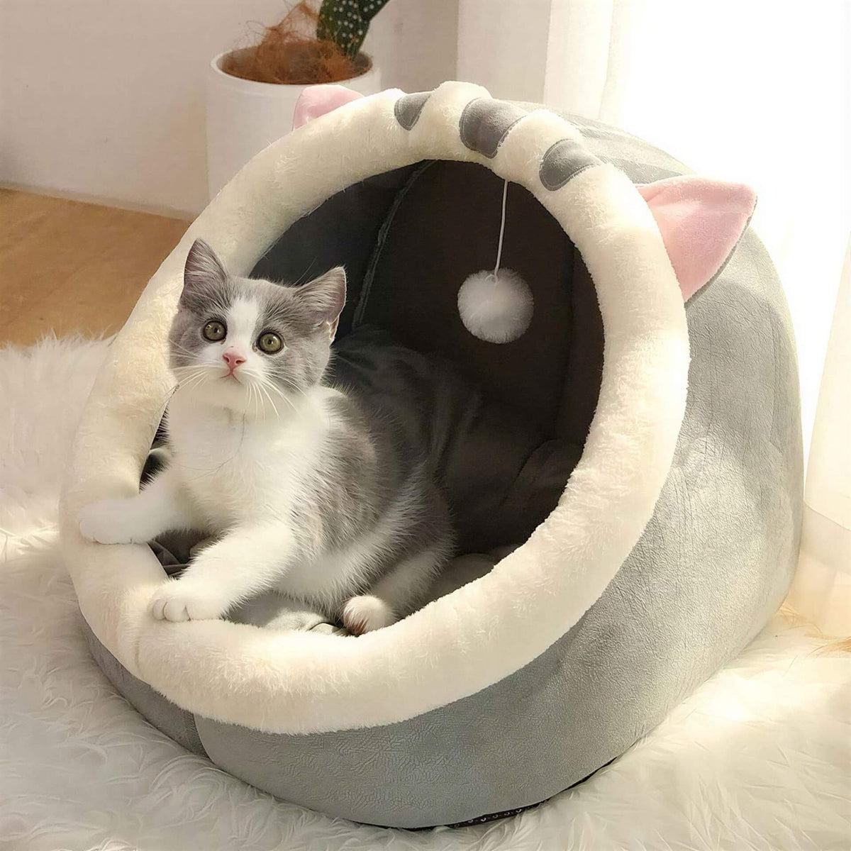 PawLuxe™ Cozy Cave Bed – Ultra Soft Washable Pet Bed