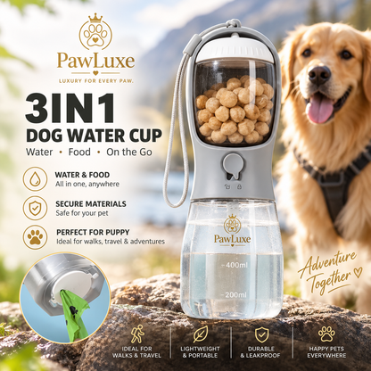 PawLuxe TravelMate™ – 3-in-1 Portable Dog Water Bottle