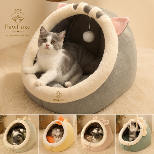 PawLuxe™ Cozy Cave Bed – Ultra Soft Washable Pet Bed