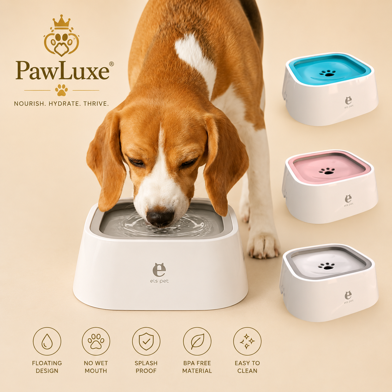PawLuxe AquaFlow™ – No-Spill Floating Pet Water Bowl - PawLuxe