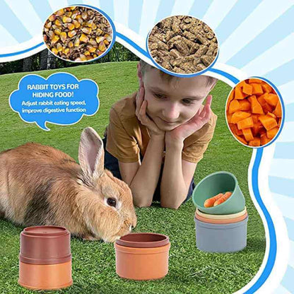 PawLuxe BunnyStack – Interactive Stacking Cups Toy for Rabbits & Small Pets