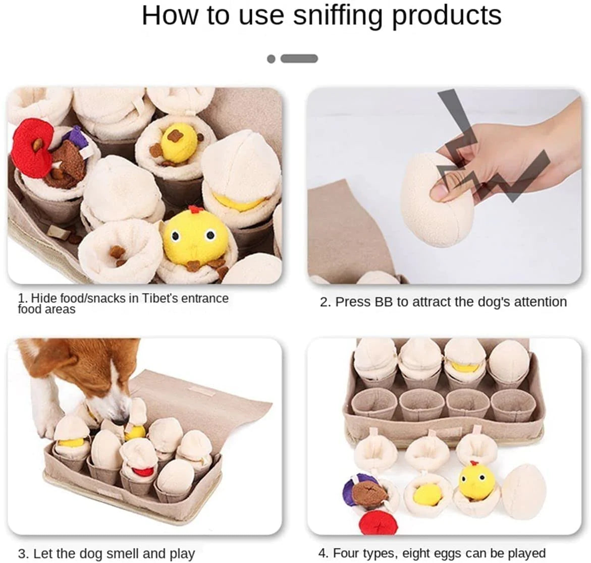 ATUBAN Snuffle Mat for Dogs Slow Feeding Mat Durable Dog Interactive Mat with Squeaky Puzzle Toys Plush Eggs Toys for Nose