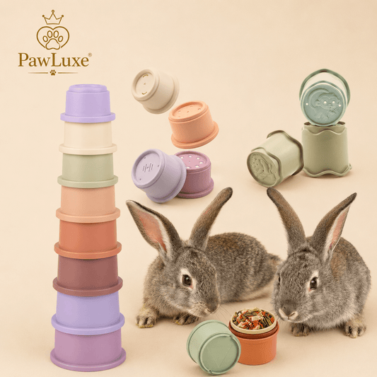 PawLuxe BunnyStack – Interactive Stacking Cups Toy for Rabbits & Small Pets
